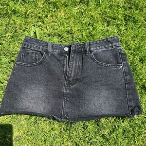 Black denim skirt
